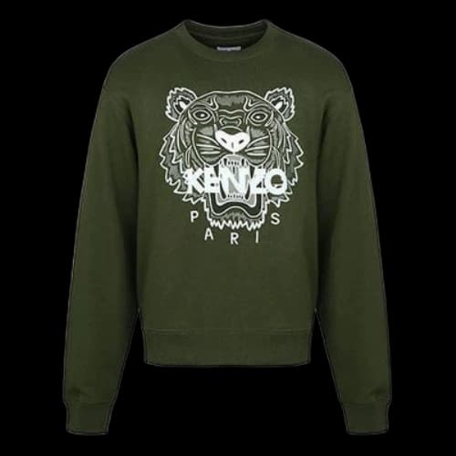 KENZO SS21 Tiger Pattern Round Collar Male Green