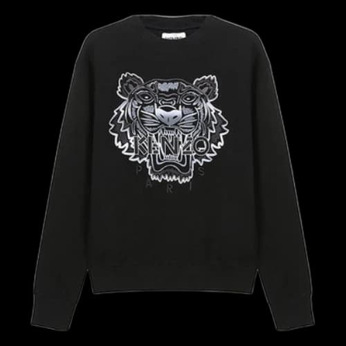 KENZO SS21 Tiger Head Embroidery Pattern Round Collar Male Black