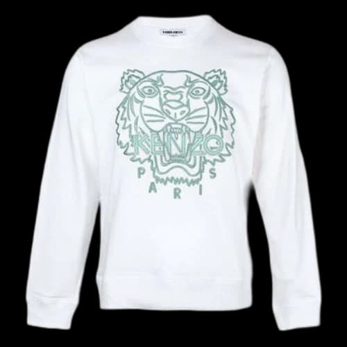 KENZO SS21 TIGER Pattern Round Neck Pullover White