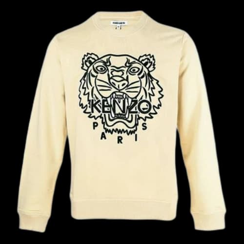 KENZO SS21 TIGER Pattern Round Neck Pullover Light Yellow