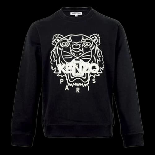 KENZO SS21 TIGER Pattern Round Neck Pullover Black