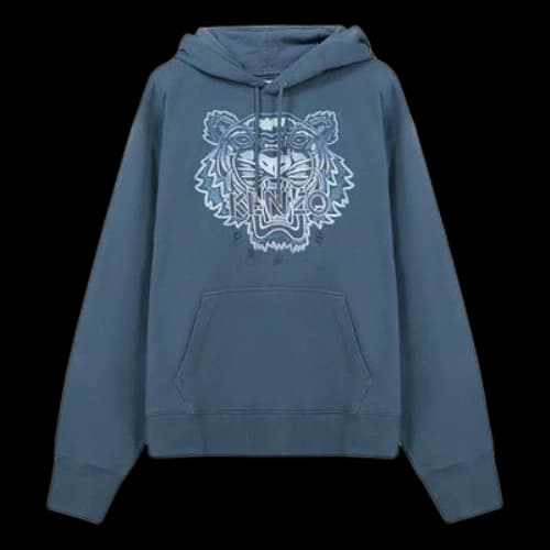 KENZO SS21 Tiger Head Embroidered Hooded Sports Blue