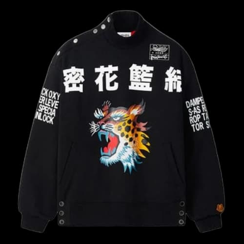KENZO x Kansaiyamamoto Crossover SS21 Tiger Embroidered Button Chinese Element Pure Cotton Jacket Black