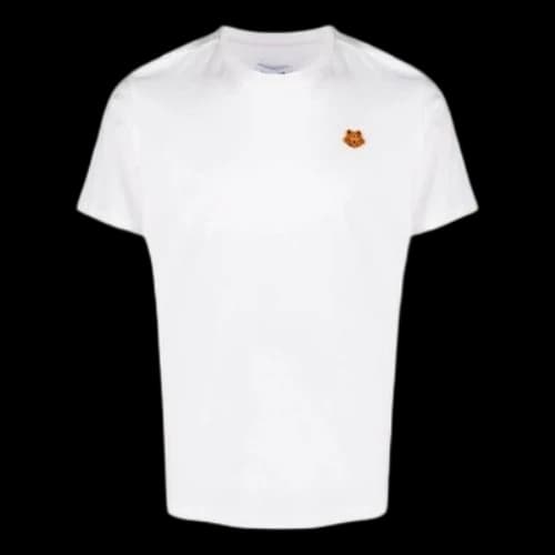 KENZO SS21 Small Tiger Head Pattern Embroidered Round Neck Short Sleeve White