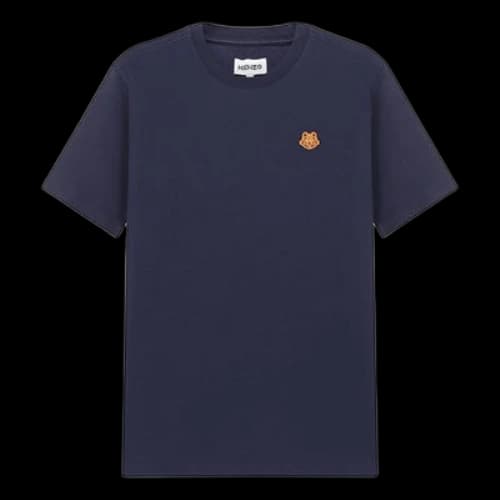KENZO SS22 Small Tiger Head Pattern Embroidered Round Neck Short Sleeve Navy Blue