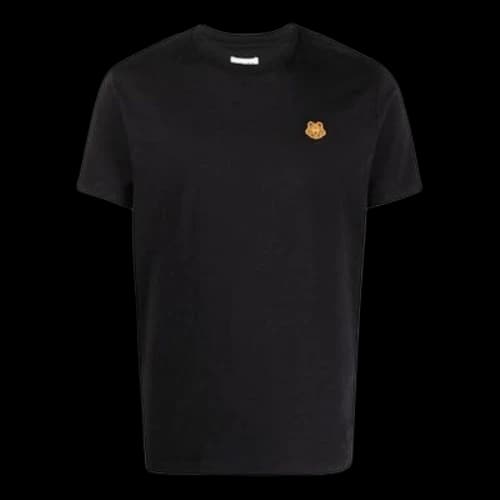 KENZO SS21 Small Tiger Head Pattern Round Collar Male Black