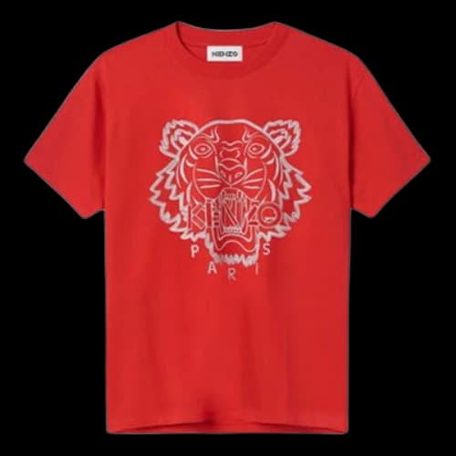 KENZO SS21 Pattern Round Neck Short Sleeve Red