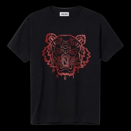 KENZO SS21 Tiger Head Logo Printing Round Neck Short Sleeve Black