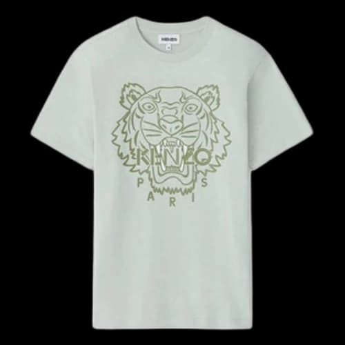 KENZO SS21 Tiger Head Printing Round Neck Short Sleeve Gray Green