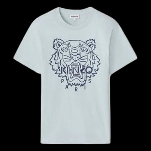 KENZO SS21 Tiger Head Printing Round Neck Short Sleeve Gray T-Shirt