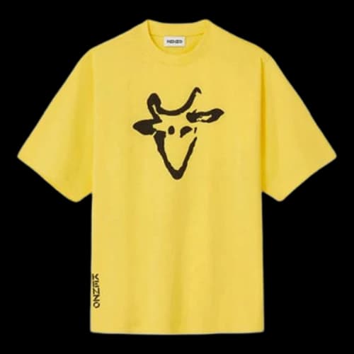 KENZO China Capsule Series Printing Pattern Round Neck Short Sleeve Yellow