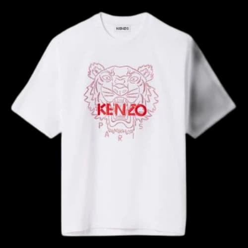 KENZO China Series Alphabet Embroidered Pattern Round Neck Short Sleeve White