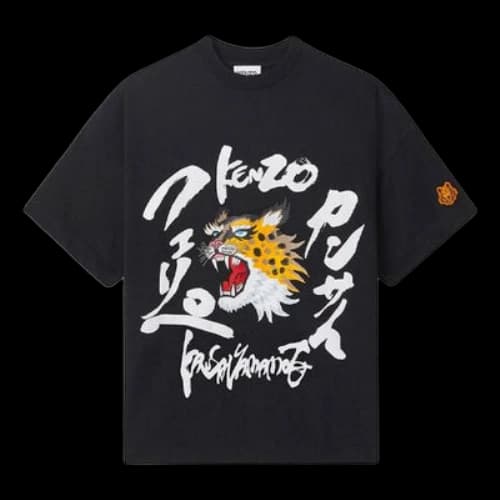 KENZO x Kansai Yamamoto SS21 Crossover Pattern Printing Loose Short Sleeve Black