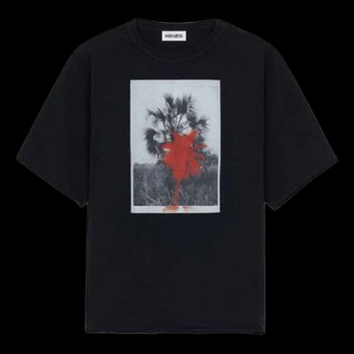 KENZO SS21 Printing Pattern Round Neck Casual Short Sleeve Black T-Shirt