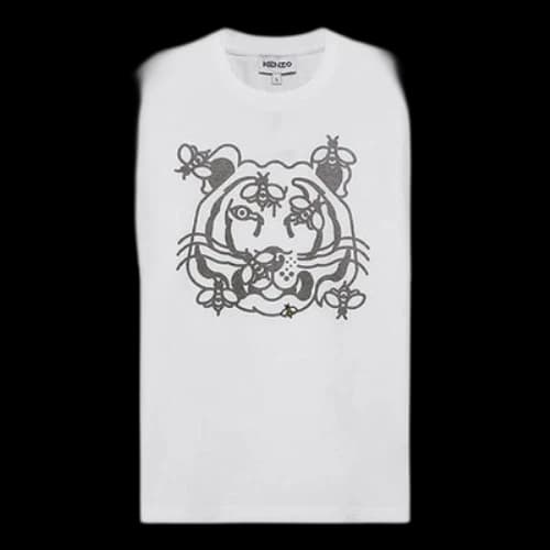 KENZO SS21 Tiger Head Pattern Round Neck Short Sleeve White