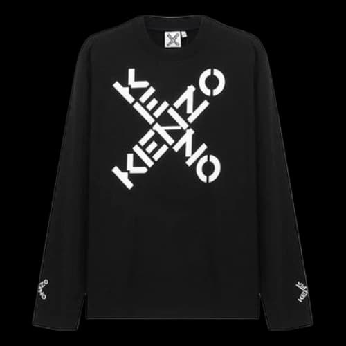 KENZO SS21 Big X Pattern Round Neck Long Sleeves Black
