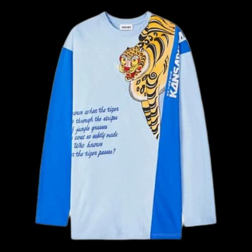 KENZO x Kansaiyamamoto SS21 Crossover Logo Printing Long Sleeves Blue