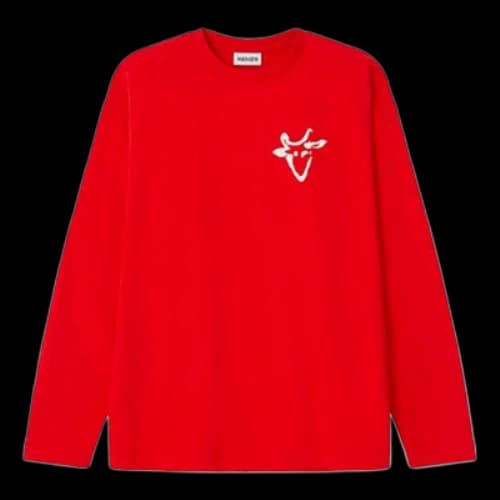 KENZO China Capsule Series Pattern Logo Printing Round Neck Long Sleeves Red