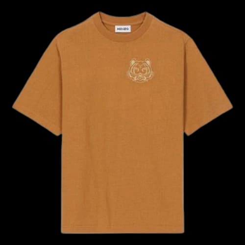 KENZO Tiger Head Pattern Printing Loose Round Neck Short Sleeve Orange