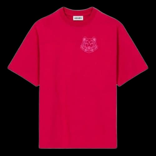 KENZO Tiger Head Pattern Printing Loose Round Neck Short Sleeve Red