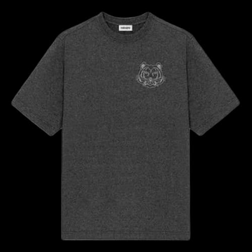 KENZO Tiger Head Pattern Printing Loose Round Neck Short Sleeve Gray T-Shirt