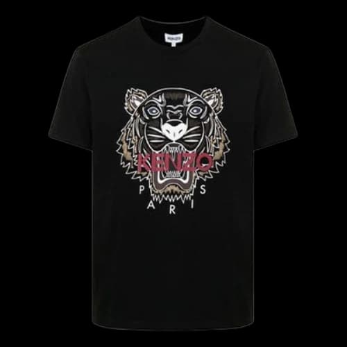 KENZO Tiger Head Printing Round Neck Short Sleeve Black T-Shirt