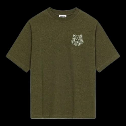 KENZO FW21 Tiger Head Printing Casual Short Sleeve Dark Green T-Shirt