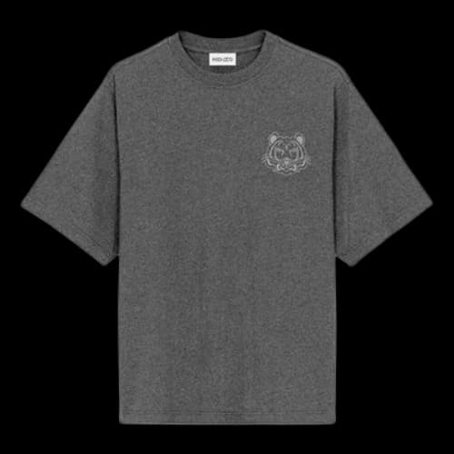 KENZO FW21 Tiger Head Printing Casual Short Sleeve Gray T-Shirt