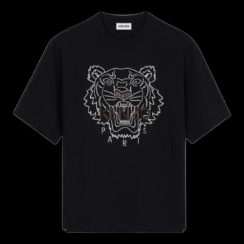 KENZO Tiger Head Printing Loose Short Sleeve Black T-Shirt