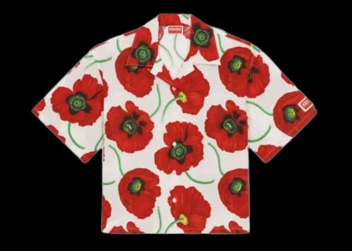 KENZO POPPY by Nigo Women's Hawaiian Shirt White Red