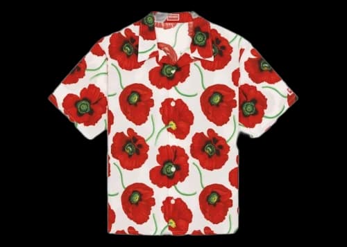 KENZO POPPY by Nigo Hawaiian Shirt White Red