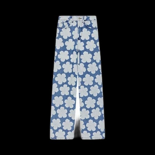 Kenzo Printed Wide Leg Jeans 'Blue'