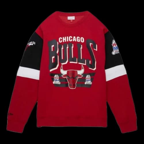 Mitchell & Ness x NBA Chicago Bulls All Over Crew Sweatshirt 'Red Black'