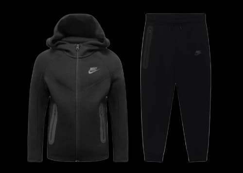 Nike Sportswear Tech Fleece Kids Full Zip Hoodie & Joggers Set Black