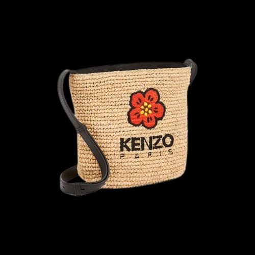 Kenzo Raffia Mini Bucket Bag 'Black'