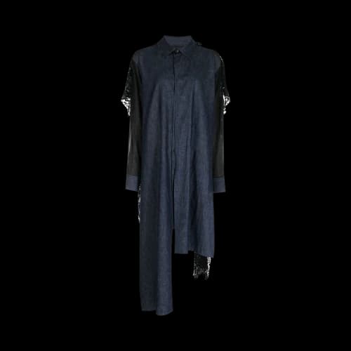 Yohji Yamamoto Material Mix Tied Shirt 'Black'