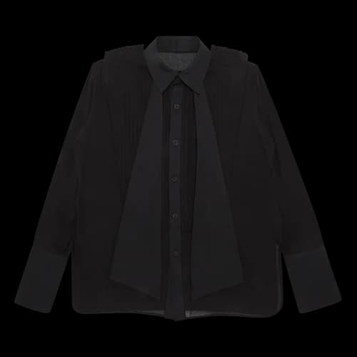 Yohji Yamamoto Cotton Chiffon Pintucked Pleated Shirt 'Black'
