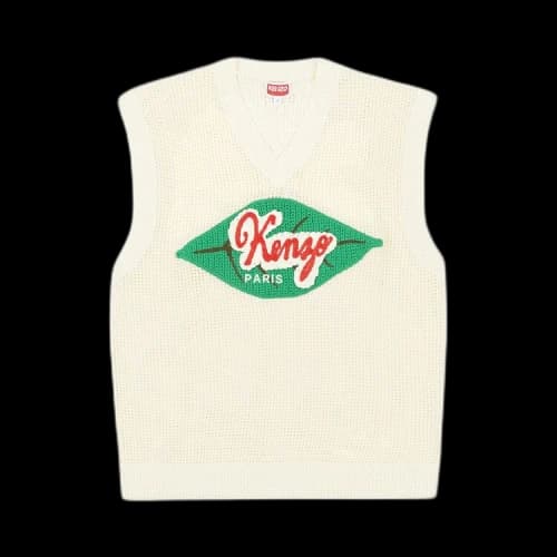 Kenzo Fruit Stickers V Neck Sweater Vest 'Beige'
