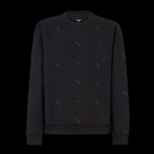 Fendi FF Logo Velvet Sweatshirt Black