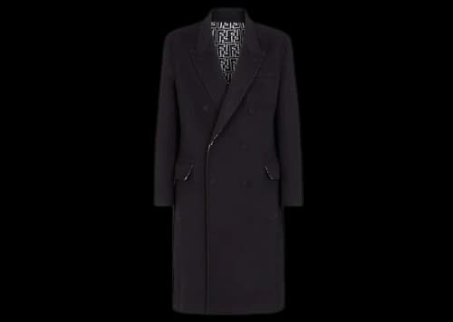 Fendi Reversible Double-Breasted Wool Coat Black