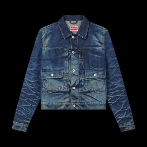 Kenzo Slim Pleated Trucker Jacket 'Blue'