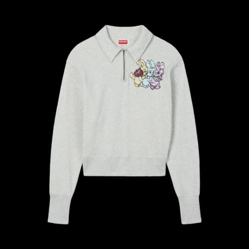 Kenzo Cartoon Embroidered Chapman Half Zip Sweatshirt 'Grey'