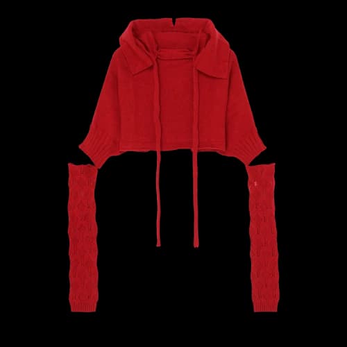 Yohji Yamamoto Cropped Pullover With Arm Warmers 'Red'