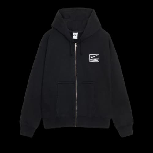 Stussy x Nike Pigment Dyed Fleece Zip Hoodie 'Black'