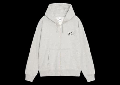 Stussy x Nike Fleece Zip Hoodie (SS24) Grey Heather