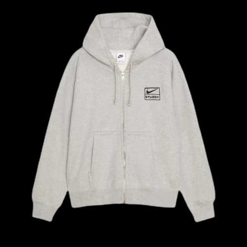 Stussy x Nike Fleece Zip Up Hoodie (Asia Sizing FW23) Grey