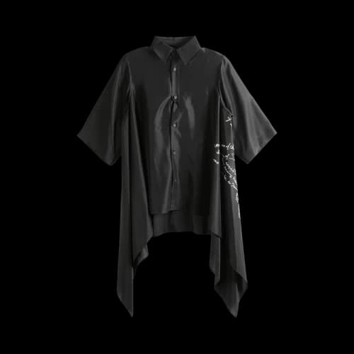 Yohji Yamamoto Flounce Short-Sleeve Blouse 'Black'