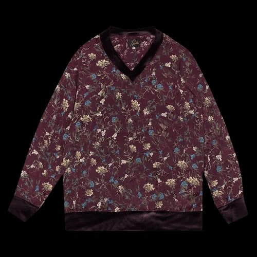 Needles Long-Sleeve V Neck Tee 'Burgundy'