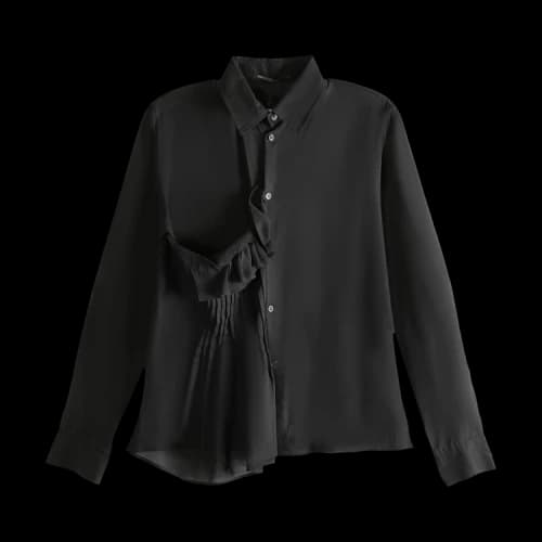 Yohji Yamamoto R Front Pintuck Blouse Black