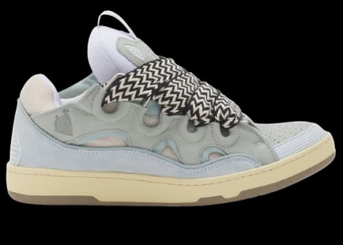 Lanvin Leather Curb Sneaker Light Blue